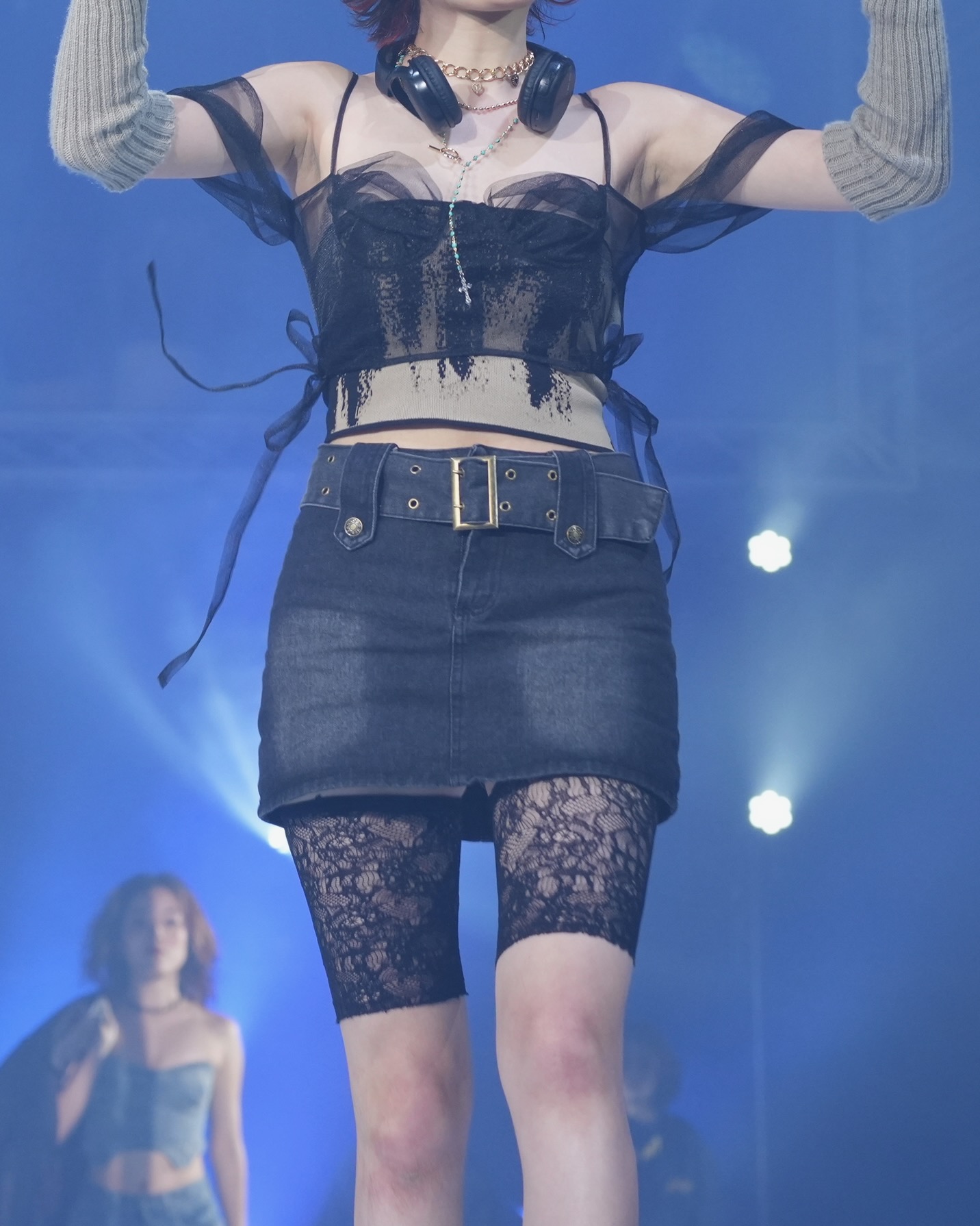 パンツ-グレーデニムホットパンツ