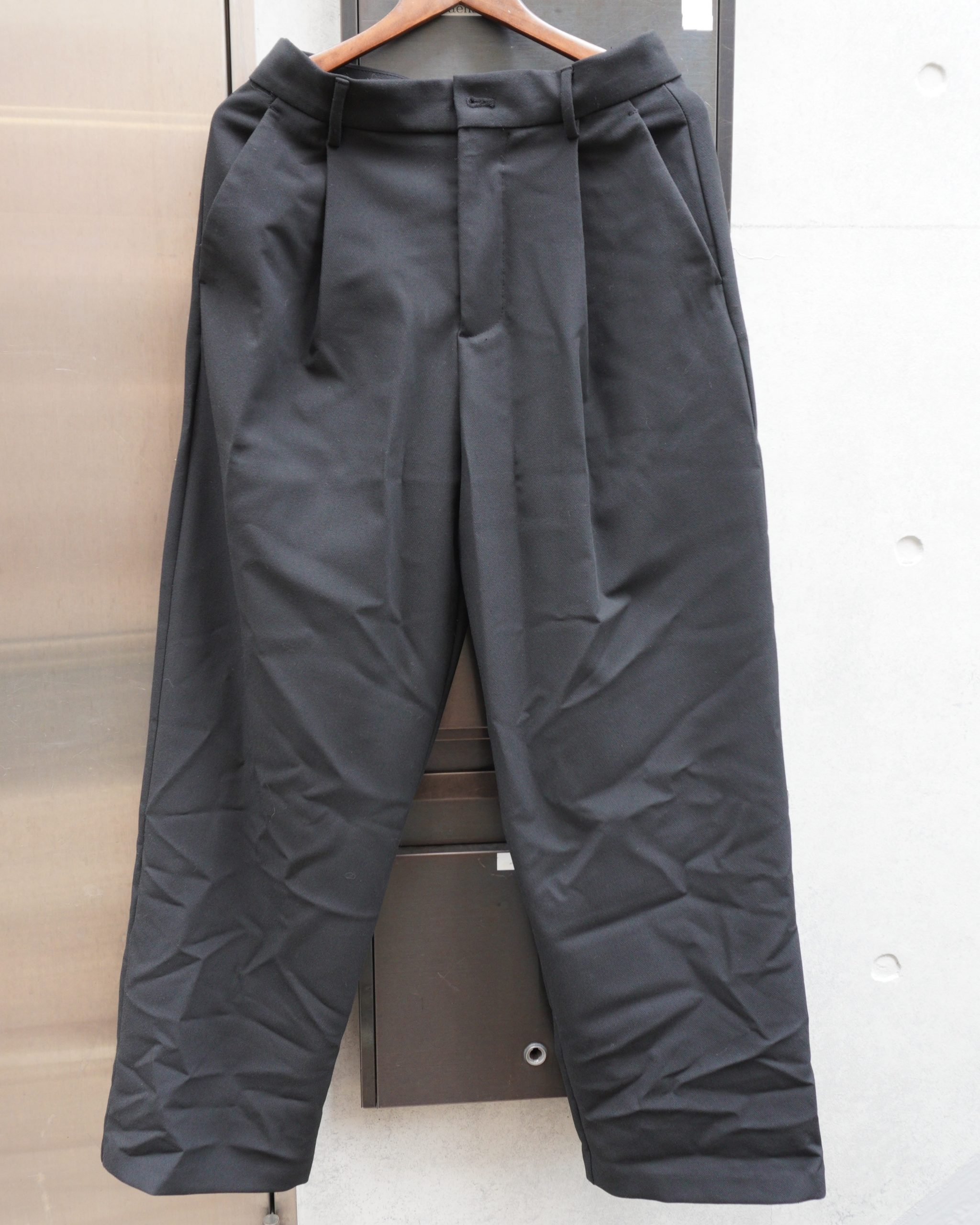 ブラックワイドスラックスセットアップパンツ