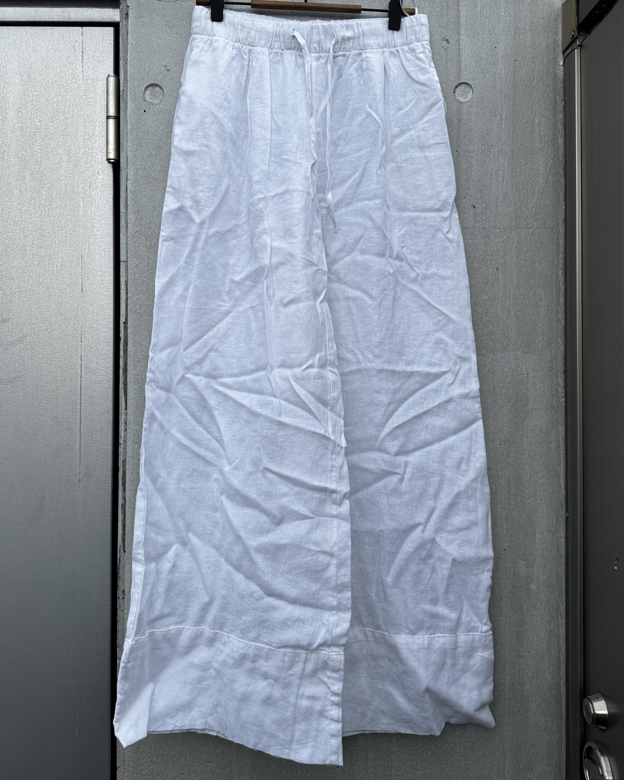 パンツ-リネンホワイトワイドパンツ