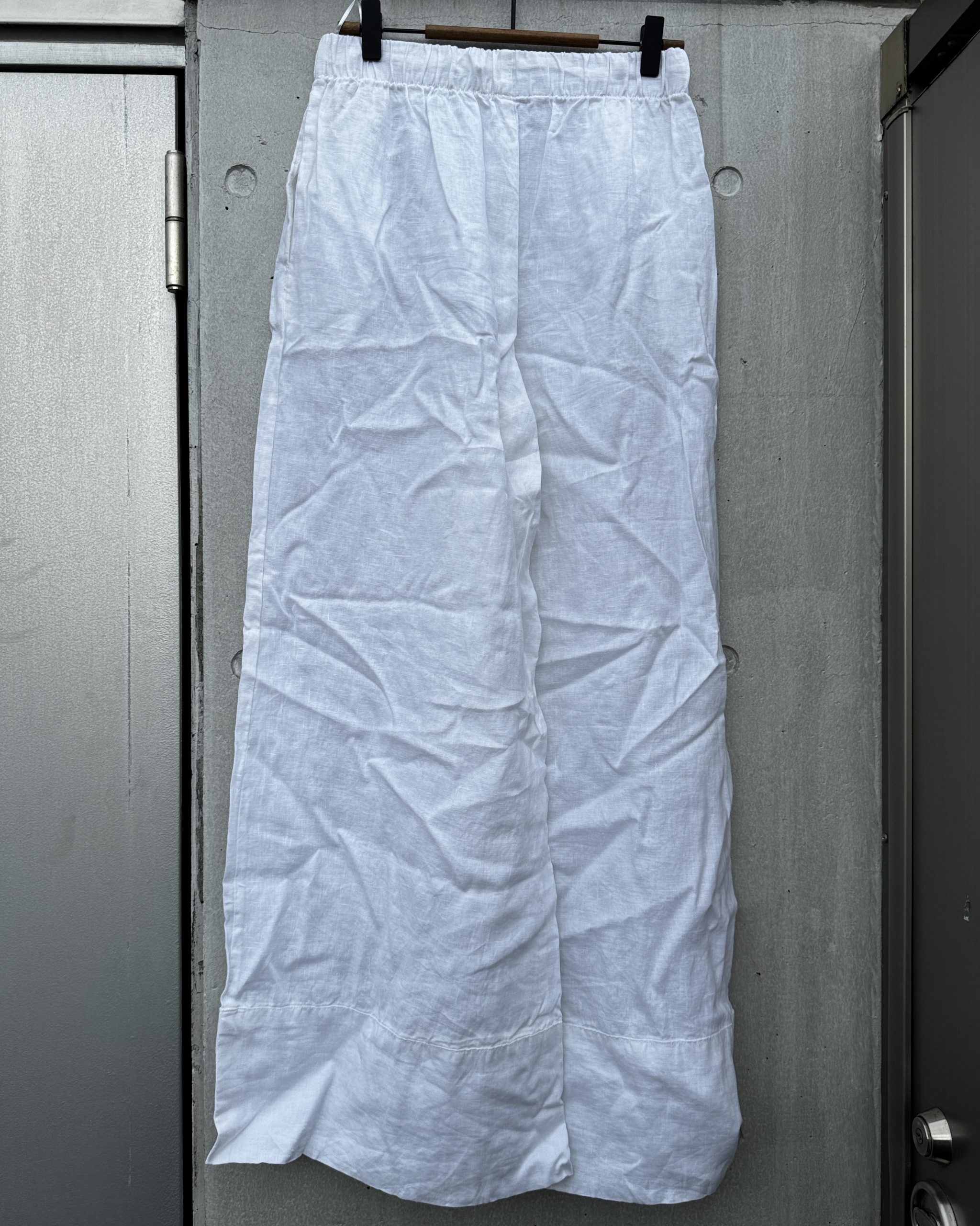 パンツ-リネンホワイトワイドパンツ