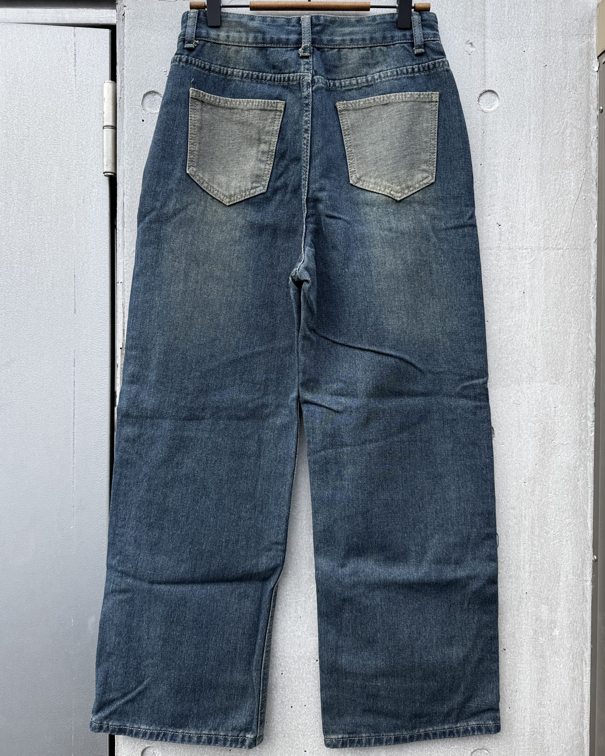 パンツ-ストレートビンテージ風ダメージデニム