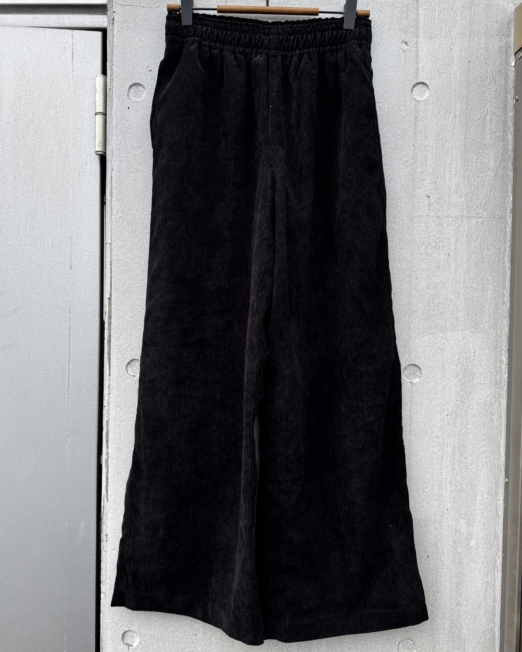 パンツ-コーデュロイワイドパンツブラック