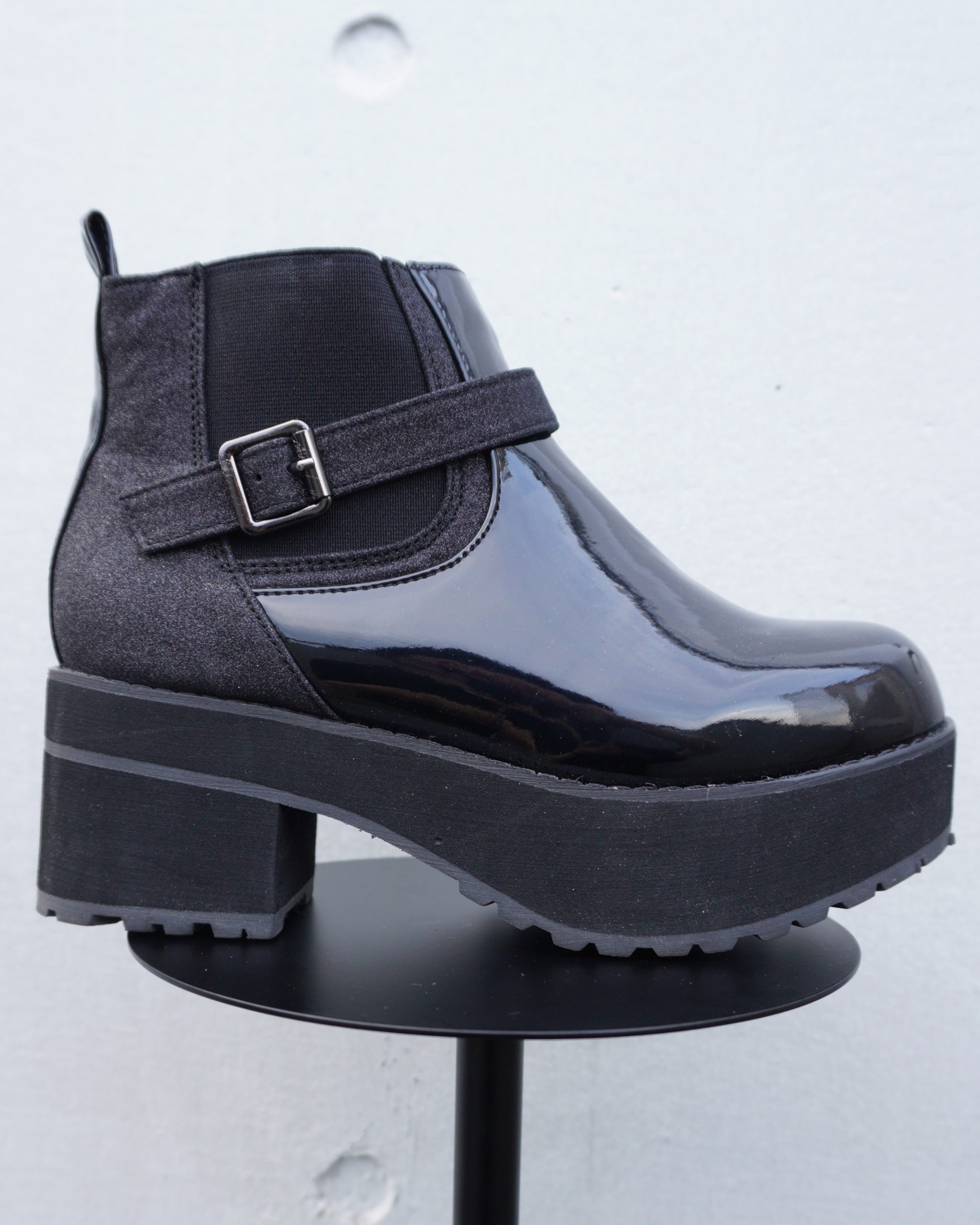 サイドゴア厚底ブーツ(黒2足)