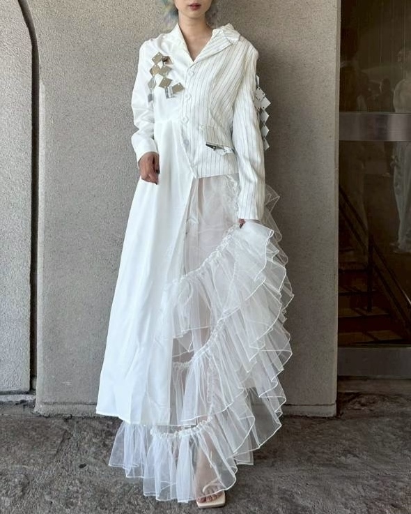 ドレス-ホワイトフリル