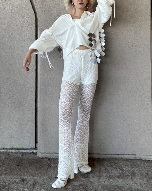 シャツ-オーバーサイズホワイト袖紐つき